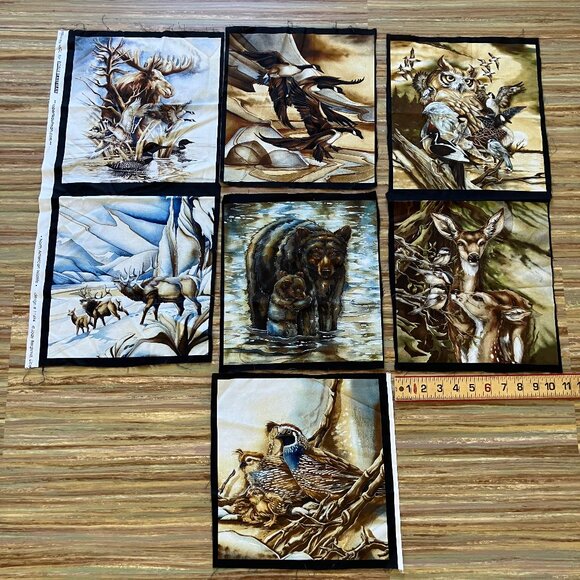 Jody Bergsma North American Wildlife & Birds Fabric Panels 7 Designs 11" Squares - Picture 2 of 6
